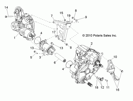 DRIVE TRAIN, GEARCASE, DIFFERENTIAL MOUNTING - Z14VE76FX/FI (49RGRTRANSMTG11RZRSI)