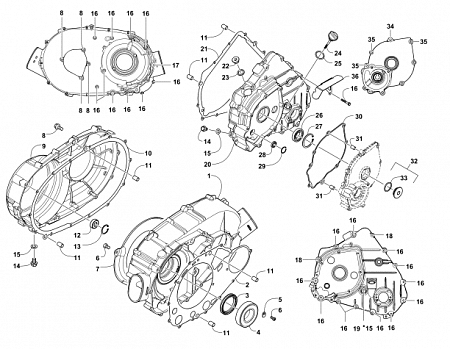 CLUTCH/DRIVE BELT/MAGNETO COVER ASSEMBLY