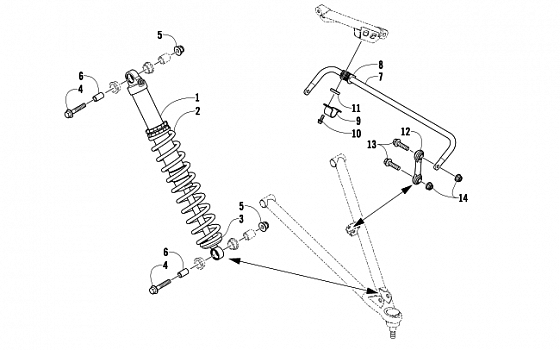 SHOCK ABSORBER AND SWAY BAR ASSEMBLY