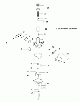 ENGINE, CARBURETOR - R14VA17AA/AF (49ATVCARB09RZR170)