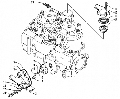 WATER PUMP AND THERMOSTAT