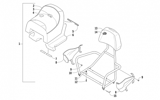 REAR PASSENGER SEAT AND BACKREST ASSEMBLY