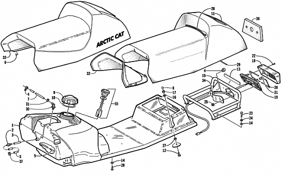 GAS TANK, SEAT, AND TAILLIGHT ASSEMBLY