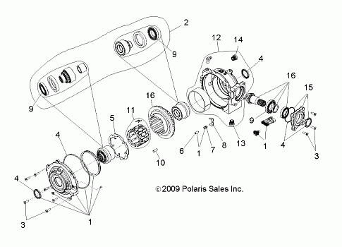 DRIVE TRAIN, FRONT GEARCASE INTERNALS (Built 3/04/10 and Before) - R10XH76AA (49RGRTRANSINTL10RZRI)