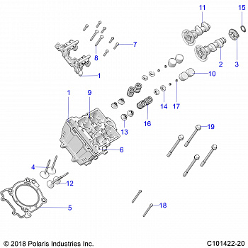 ENGINE, CYLINDER HEAD, CAMS and VALVES - A20SHE57AN/AF/BN/BF/Z57AX/BX (C101422-20)