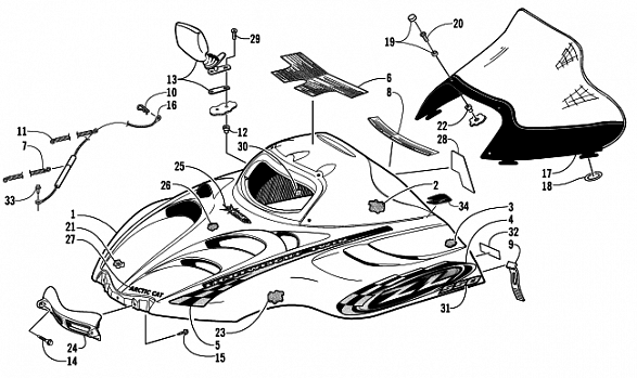 HOOD AND WINDSHIELD ASSEMBLY