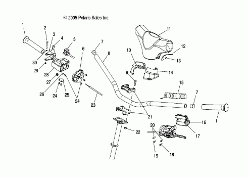 STEERING, HANDLEBAR MOUNTING AND CONTROLS - S08NB3AS (49SNOWHANDLEBAR550)