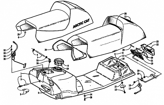 GAS TANK, SEAT, AND TAILLIGHT ASSEMBLY (esr)