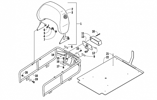 RACK, BACKREST, AND TAILLIGHT ASSEMBLY