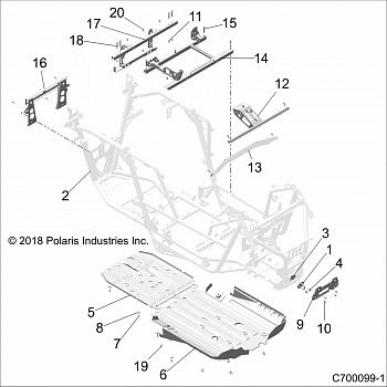 CHASSIS, MAIN FRAME AND SKID PLATES - Z19VGE99AK/AW/BK/BW (C700099-1)