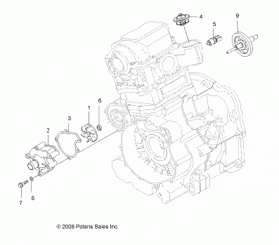 ENGINE, COOLING SYSTEM and WATER PUMP - A11DX55FL (49ATVWATERPUMP09SPXP550)