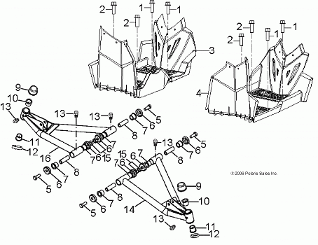 CHASSIS, A-ARM and FOOTREST - A11FA09AA (49ATVSUSPFRT07OTLW90)