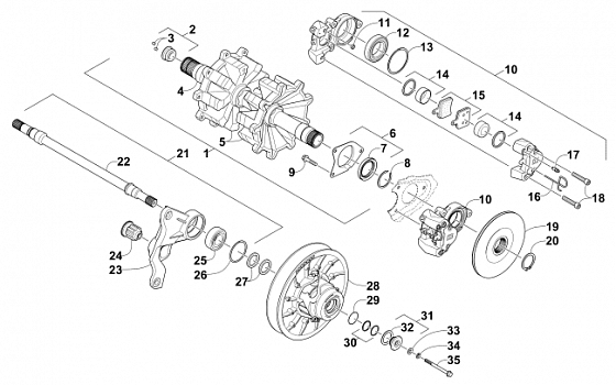 DRIVE TRAIN SHAFTS AND BRAKE ASSEMBLIES