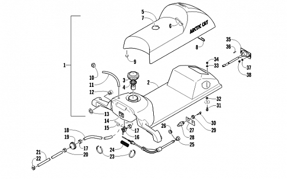 GAS TANK, SEAT, AND TAILLIGHT ASSEMBLY