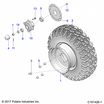 WHEELS, FRONT TIRE AND BRAKE DISK - A18HZA15B4 (101426-1)