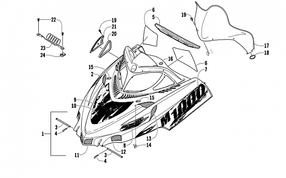 HOOD AND WINDSHIELD ASSEMBLY