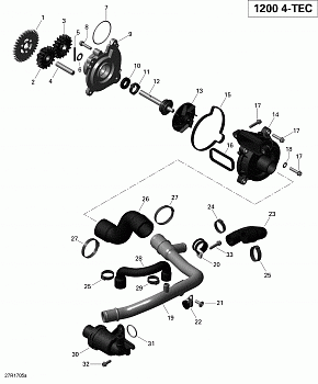 Engine Cooling - 1200iTC 4-TEC (Except GT LE - Renegade Enduro)