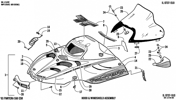 HOOD AND WINDSHIELD ASSEMBLY