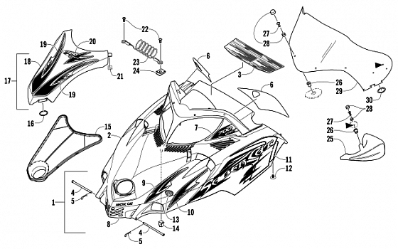 HOOD AND WINDSHIELD ASSEMBLY