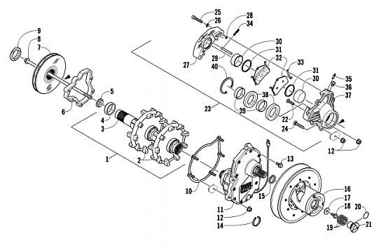 DRIVE TRAIN SHAFTS AND BRAKE ASSEMBLIES