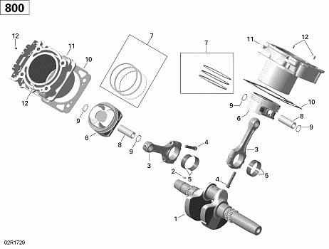 Crankshaft, Piston and Cylinder - 800R EFI