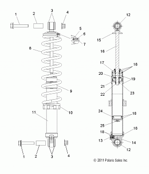 SUSPENSION, SHOCK, REAR (7043721) - S12BF6NSA/NSL (49SNOWSHOCKREAR7043721)