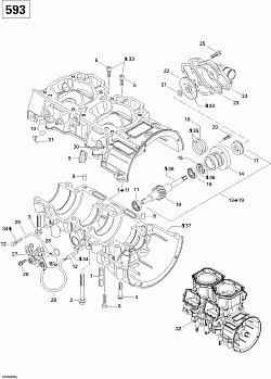 Crankcase, Water Pump And Oil Pump (593)