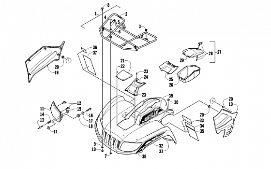 FRONT RACK, BODY PANEL, AND HEADLIGHT ASSEMBLIES