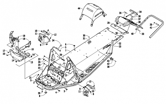 CHASSIS, REAR BUMPER, AND SNOWFLAP ASSEMBLY