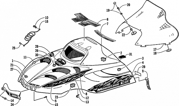 HOOD AND WINDSHIELD ASSEMBLY