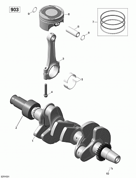 Crankshaft and Pistons - 900-900 HO ACE