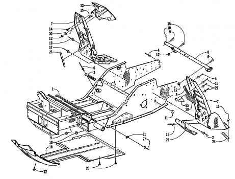 FRONT FRAME AND FOOTREST ASSEMBLY (LE)