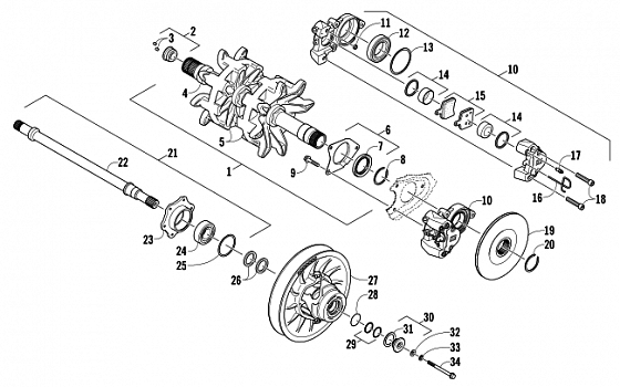 DRIVE TRAIN SHAFTS AND BRAKE ASSEMBLIES