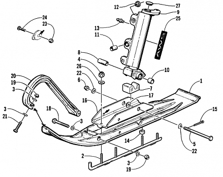 SKI AND SPINDLE ASSEMBLY