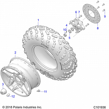 WHEELS, FRONT TIRE and BRAKE DISC - A19SHS57FP (C101936)