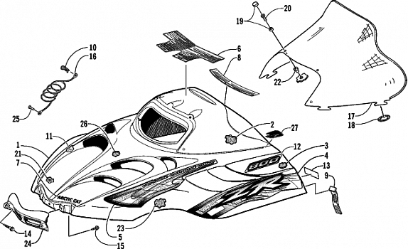 HOOD AND WINDSHIELD ASSEMBLY