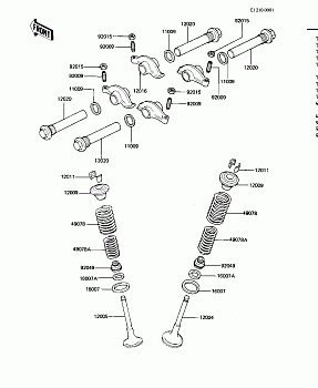 ROCKER ARMS/VALVES (KZ440-D2/D3/D4)