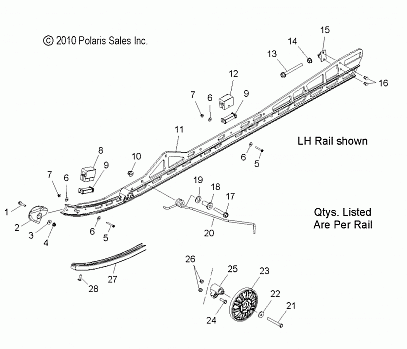 SUSPENSION, RAIL MOUNTING - S12CG6GSA/GSL/GEL (49SNOWSUSPRAIL11800PRMK)