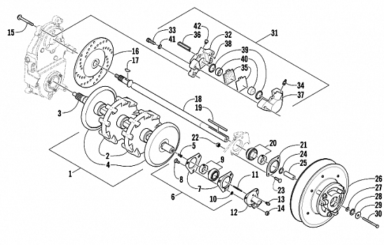 DRIVE TRAIN SHAFTS AND BRAKE ASSEMBLIES