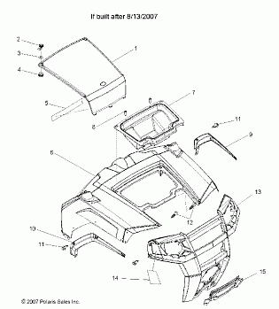 HOOD/BODY WORK, FRONT (Built 8/14/07 and After) - R08VH76AD/AG (49RGRHOOD08RZR)