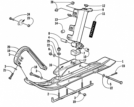 SKI AND SPINDLE ASSEMBLY