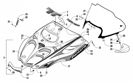 HOOD AND WINDSHIELD ASSEMBLY