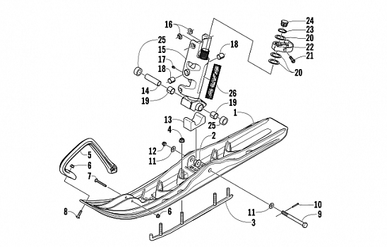 SKI AND SPINDLE ASSEMBLY