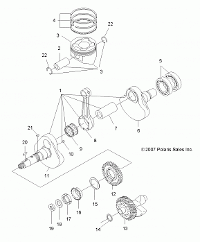 ENGINE, CRANKSHAFT and PISTON - A08CL50AA (49ATVCRANKSHAFT08SP500)