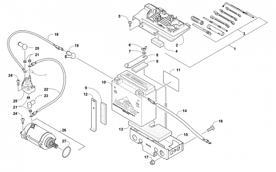 BATTERY AND STARTER ASSEMBLY