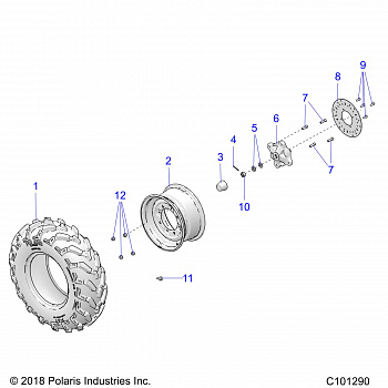 WHEELS, FRONT TIRE and BRAKE DISC - A19SEA57R1/SEE57R1/7 (C101290)