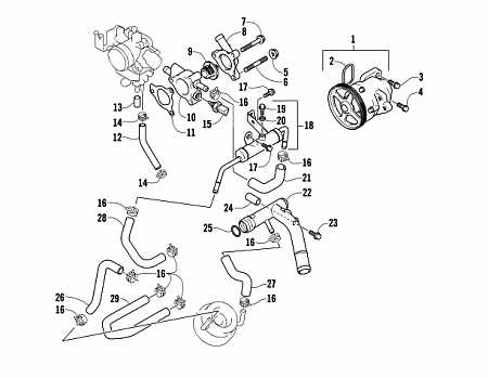 WATER PUMP AND THERMOSTAT ASSEMBLIES