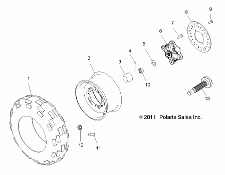 WHEELS, FRONT TIRE and BRAKE DISC - A11MB46FZ (49ATVWHEELFRT11HAWK)