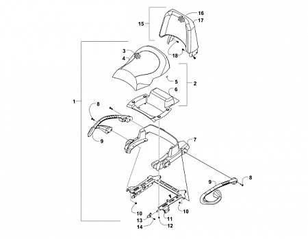 PASSENGER SEAT AND BACKREST ASSEMBLY