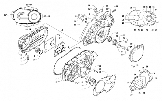 CLUTCH/V-BELT/MAGNETO COVER ASSEMBLY